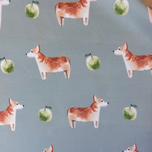 Corgi Sage Green Silk Scarf