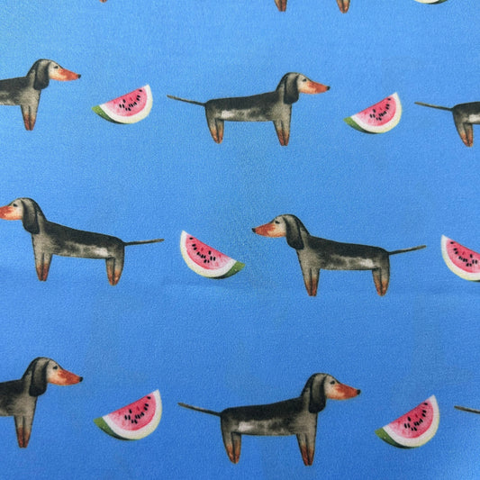 Dachshund Marina Blue Silk Scarf
