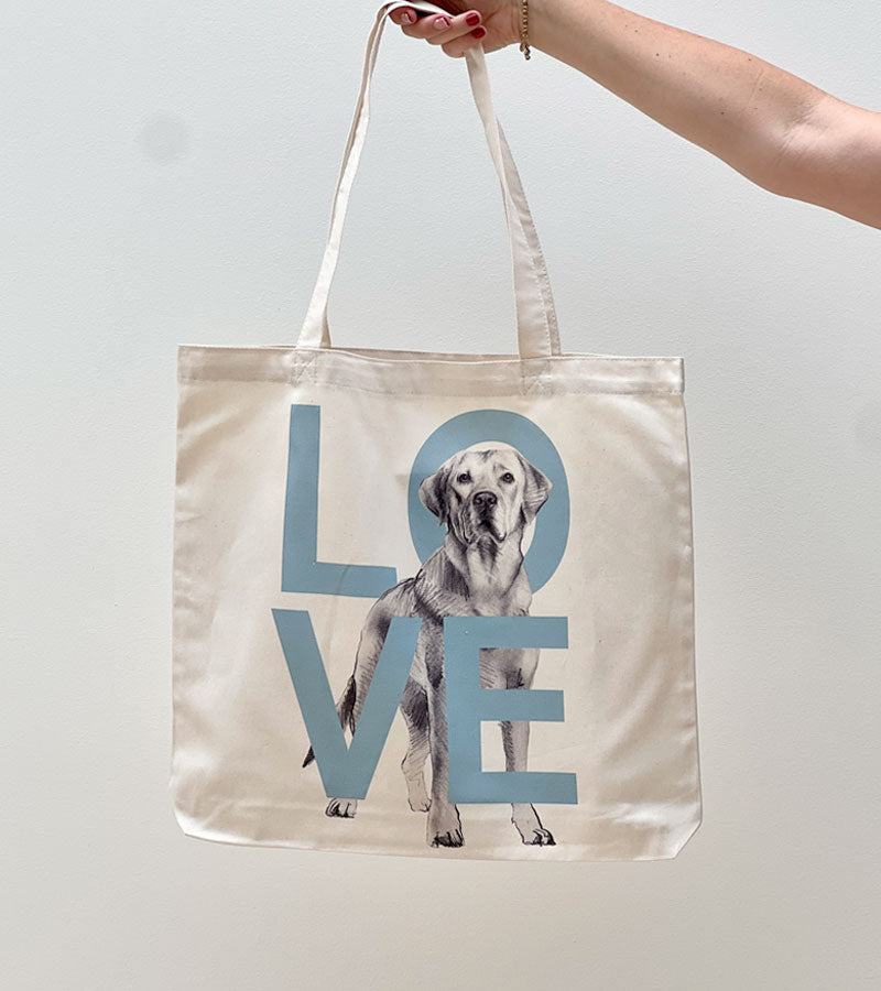 Labrador Blue LOVE Tote Bag