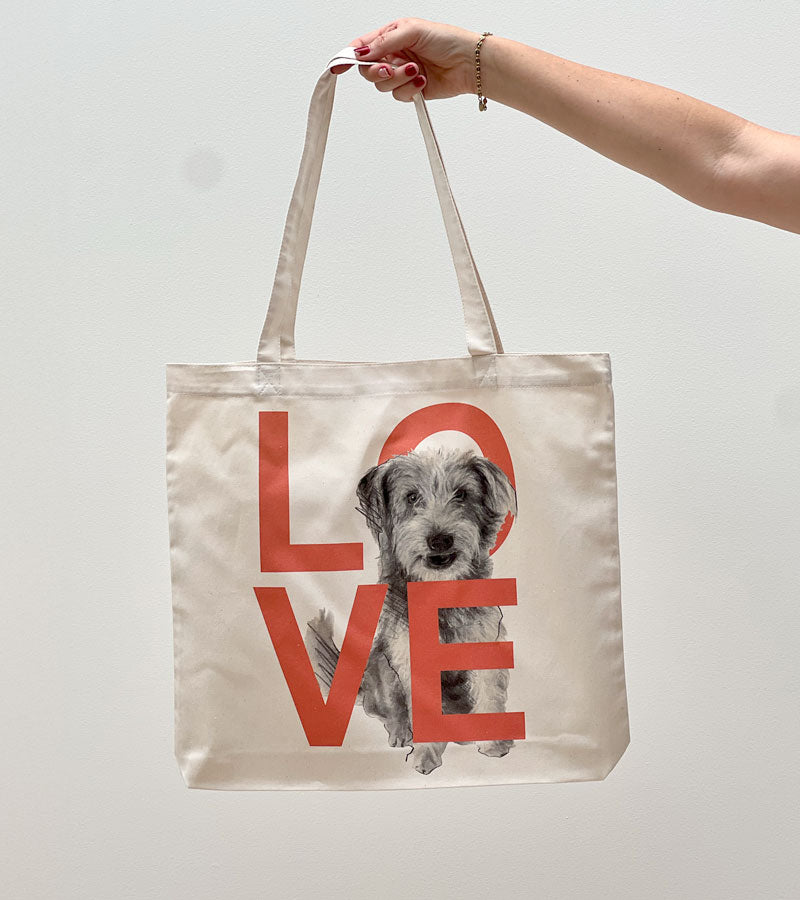 Wire Haired Rescue Peach LOVE Tote Bag