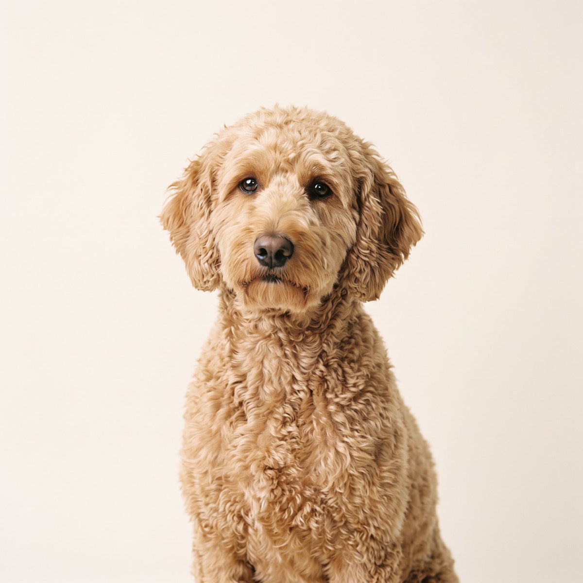 Doodle studio portrait on a cream backdrop