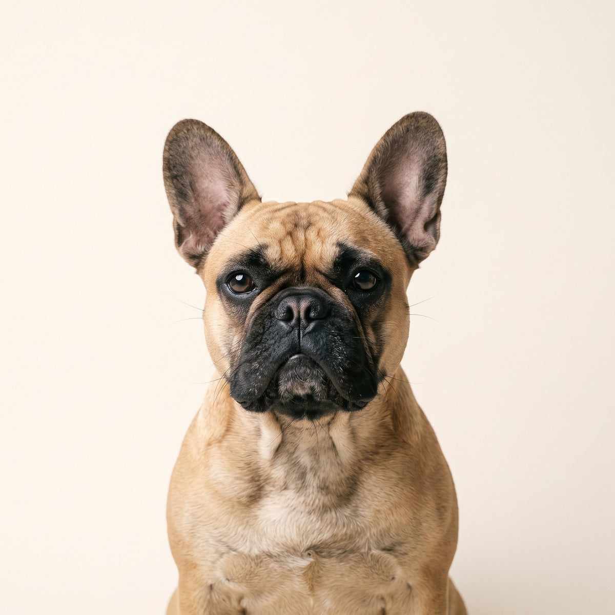 French Bulldog studio portrait on a cream backdrop