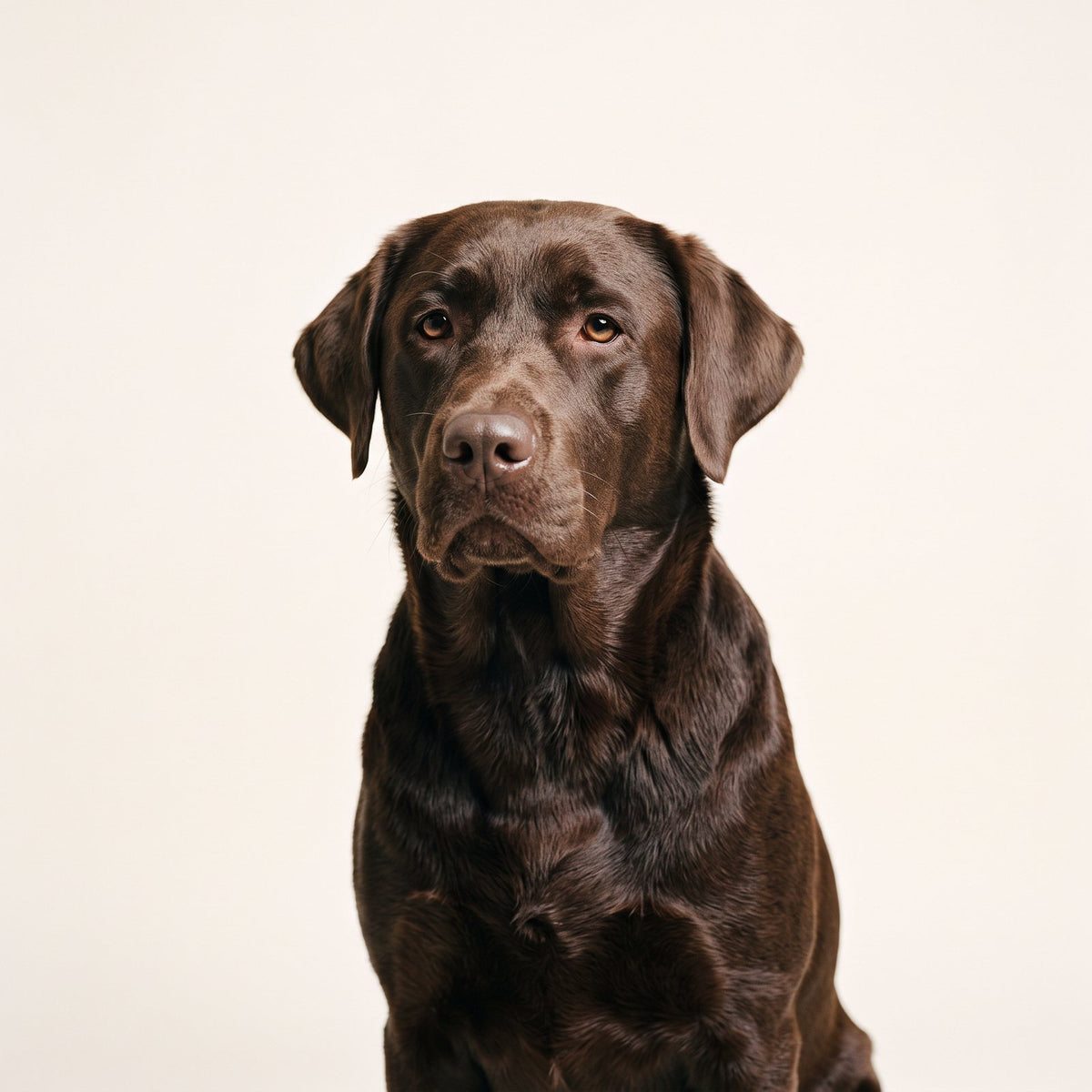 Labrador studio portrait on a cream backdrop