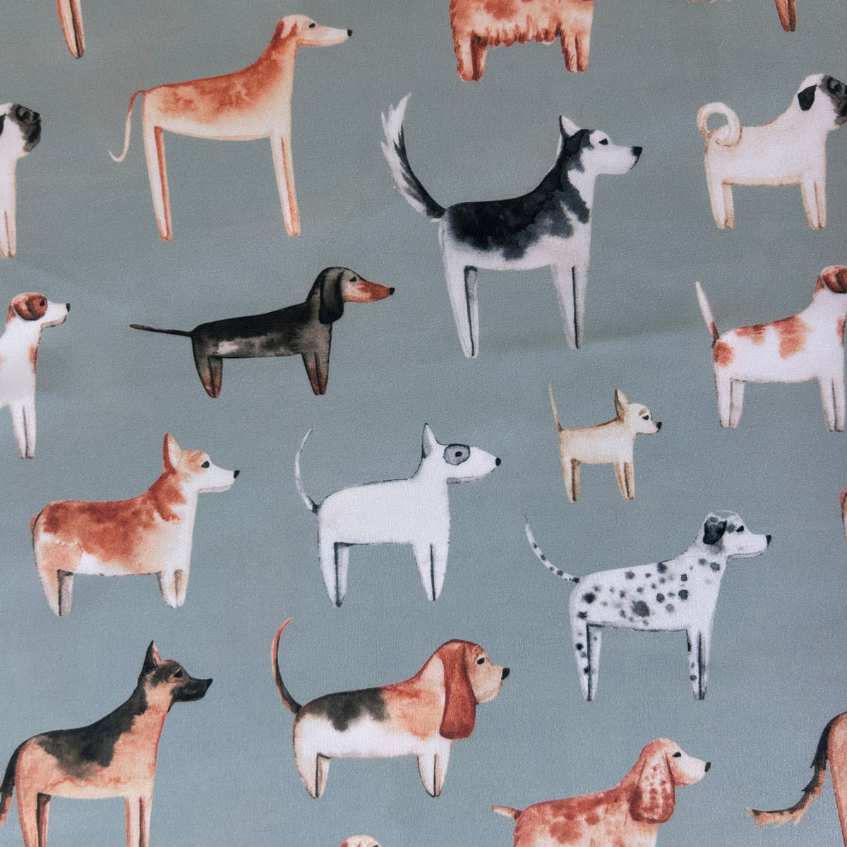Lots of Dogs Sage Green Silk Scarf