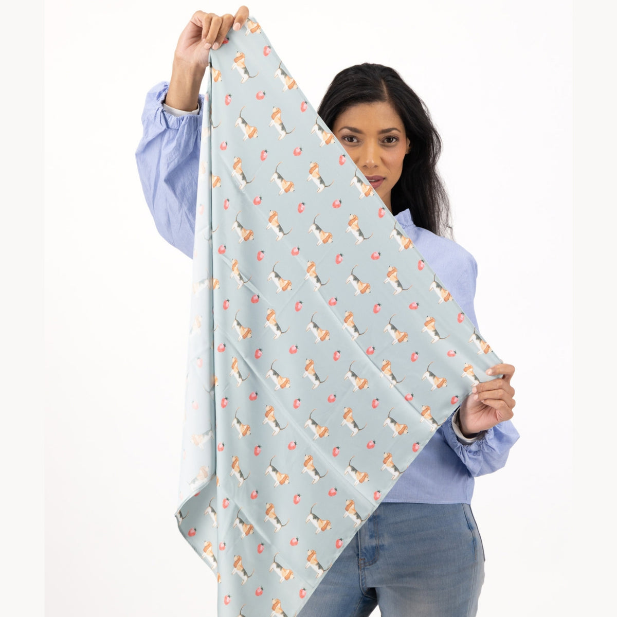 Basset Sage Green Silk Scarf