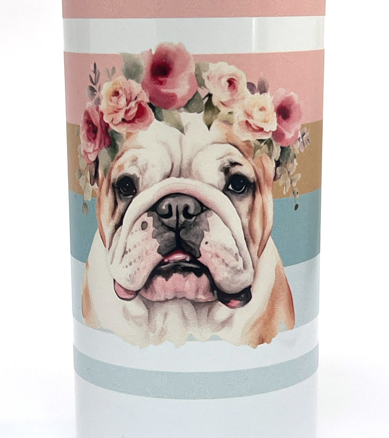 Tumblr with bulldog illustration on a white background