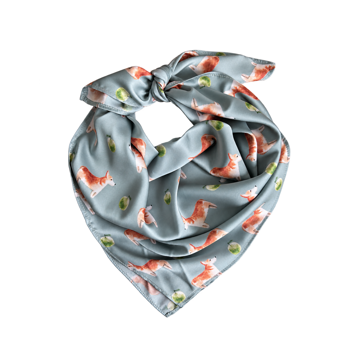 Corgi Sage Green Silk Scarf