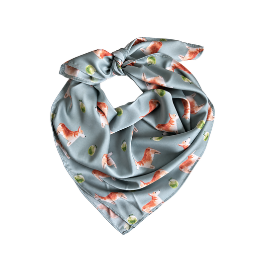 Corgi Sage Green Silk Scarf