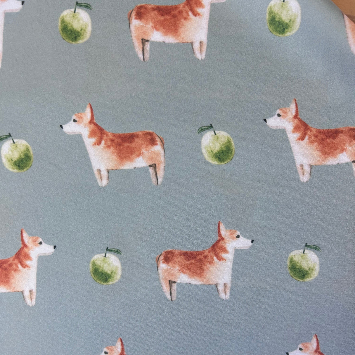 Corgi Sage Green Silk Scarf