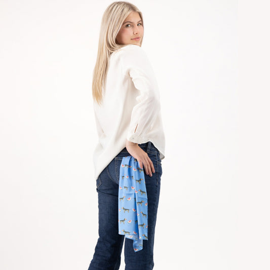 Dachshund Marina Blue Silk Scarf