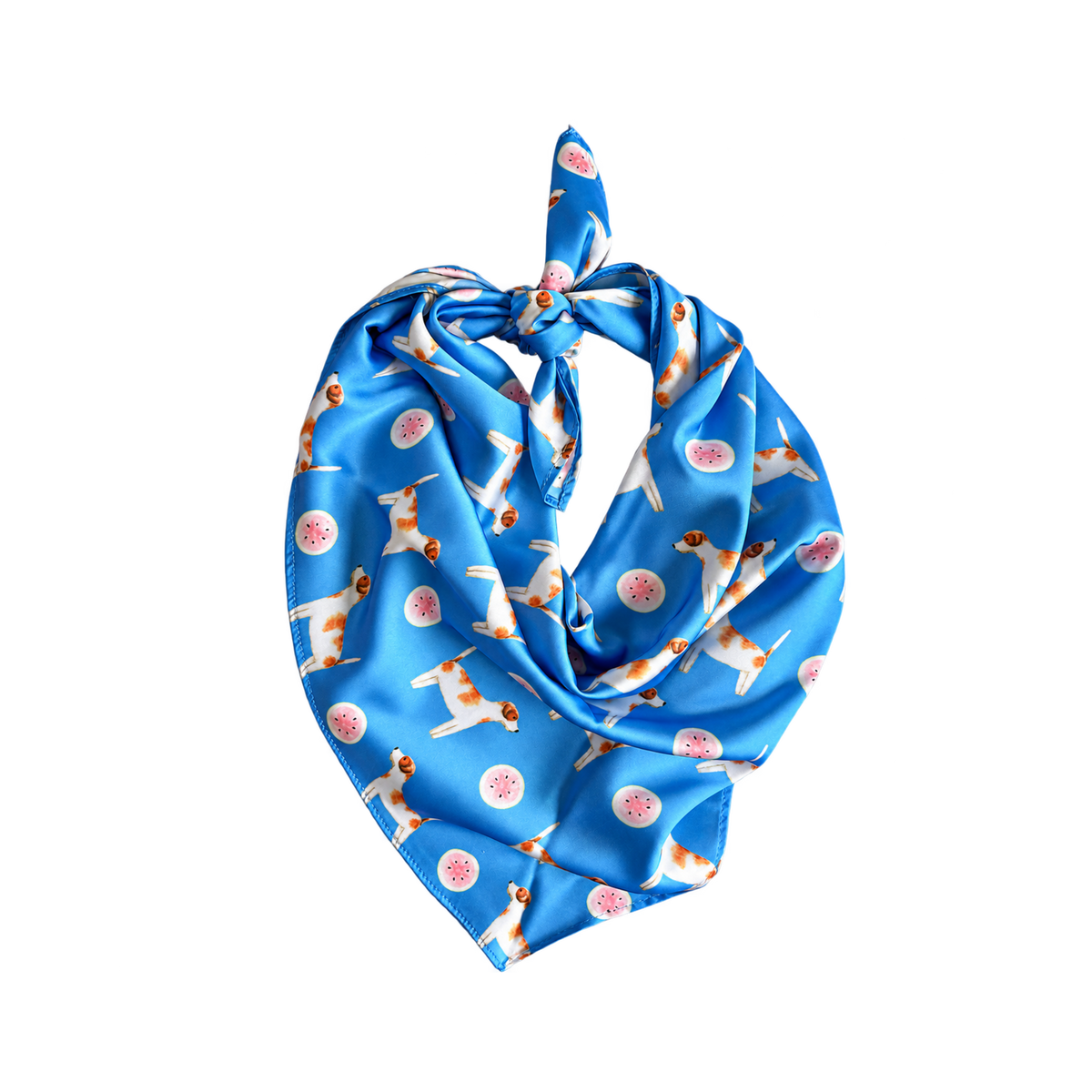 Jack Russell Marina Blue Silk Scarf