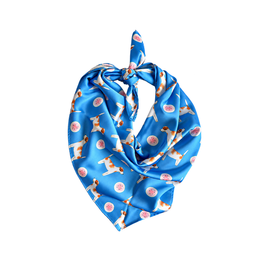 Jack Russell Marina Blue Silk Scarf