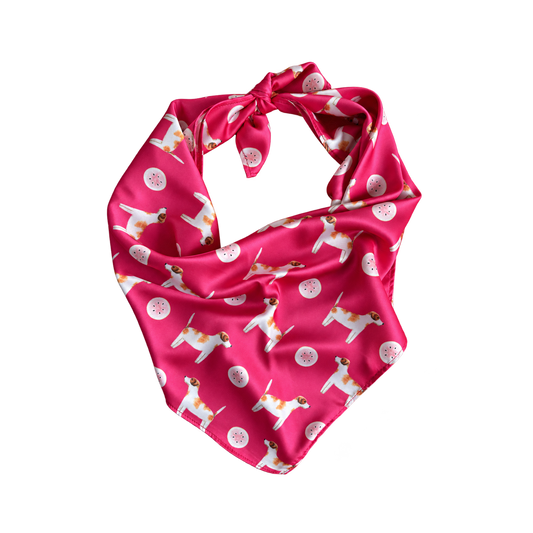 Jack Russell Teaberry Pink Silk Scarf