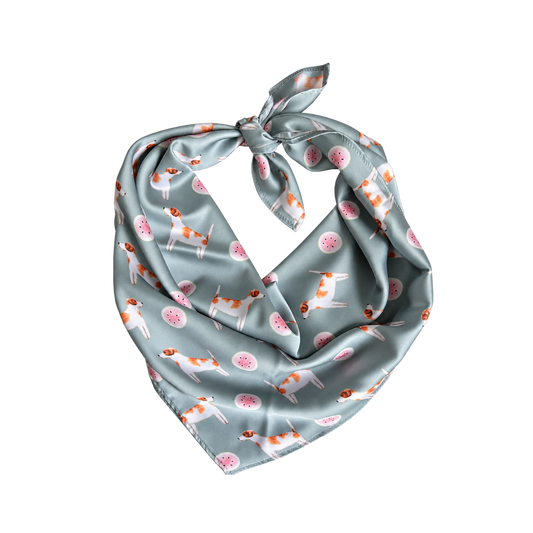 Jack Russell Sage Green Silk Scarf