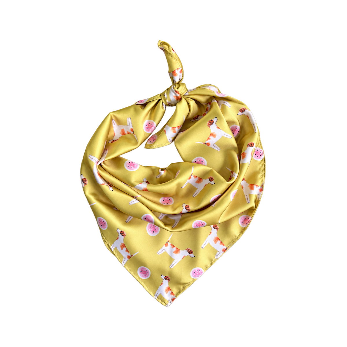 Jack Russell Acacia Gold Silk Scarf