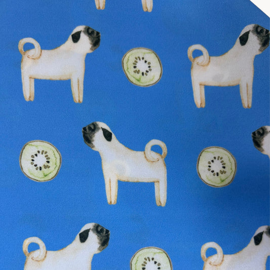 Pug Marina Blue Silk Scarf
