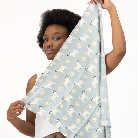 Pug Sage Green Silk Scarf