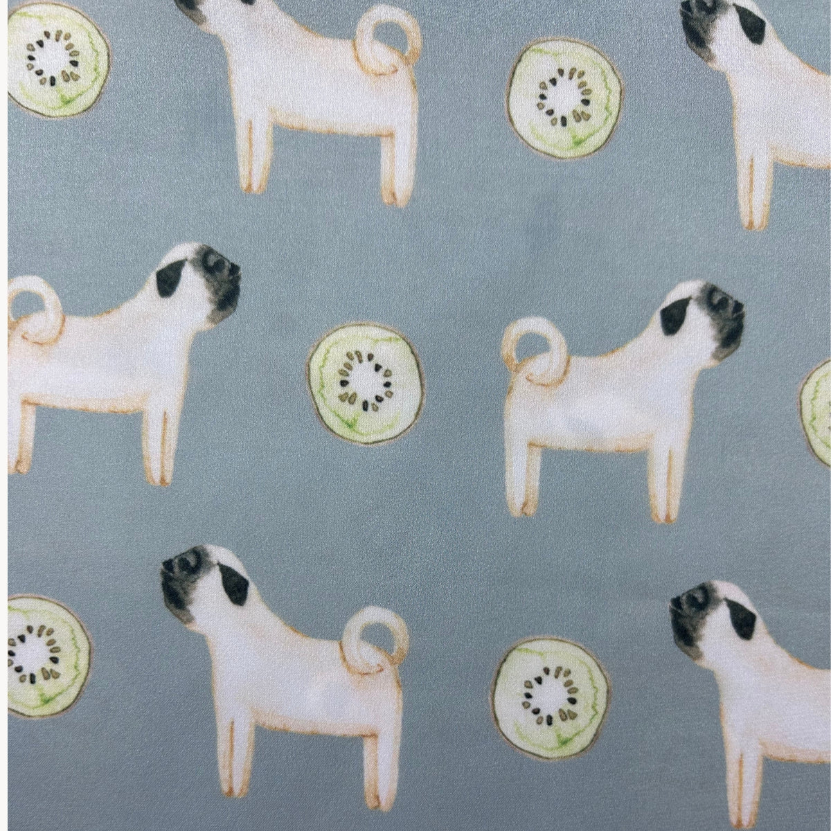 Pug Sage Green Silk Scarf