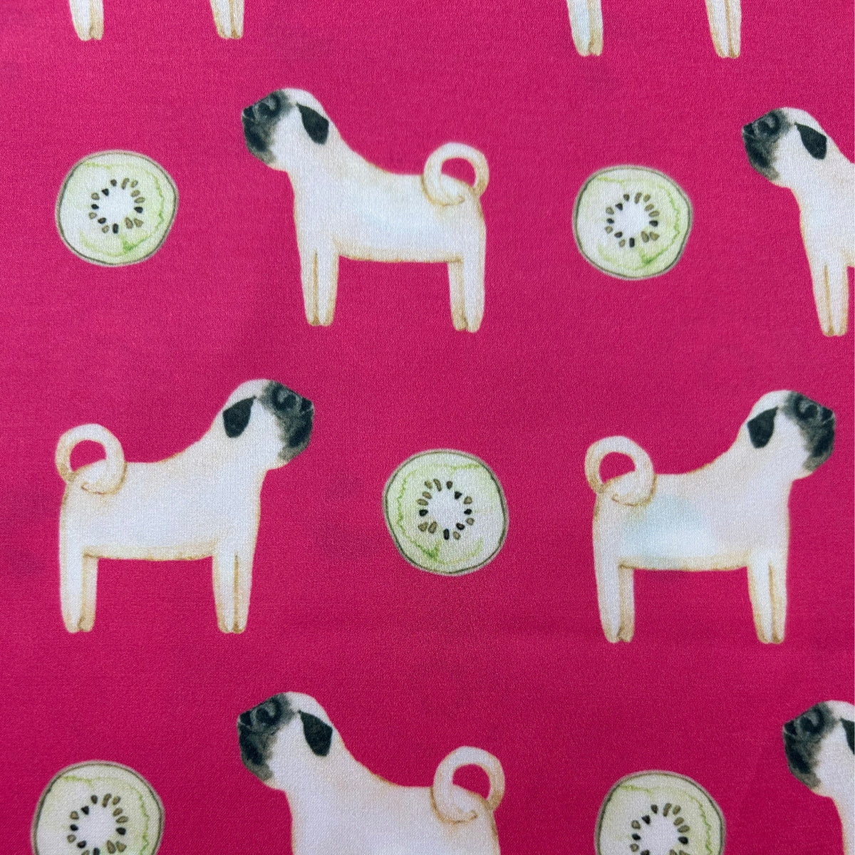 Pug Teaberry Pink Silk Scarf