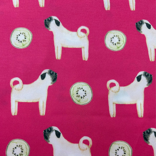 Pug Teaberry Pink Silk Scarf