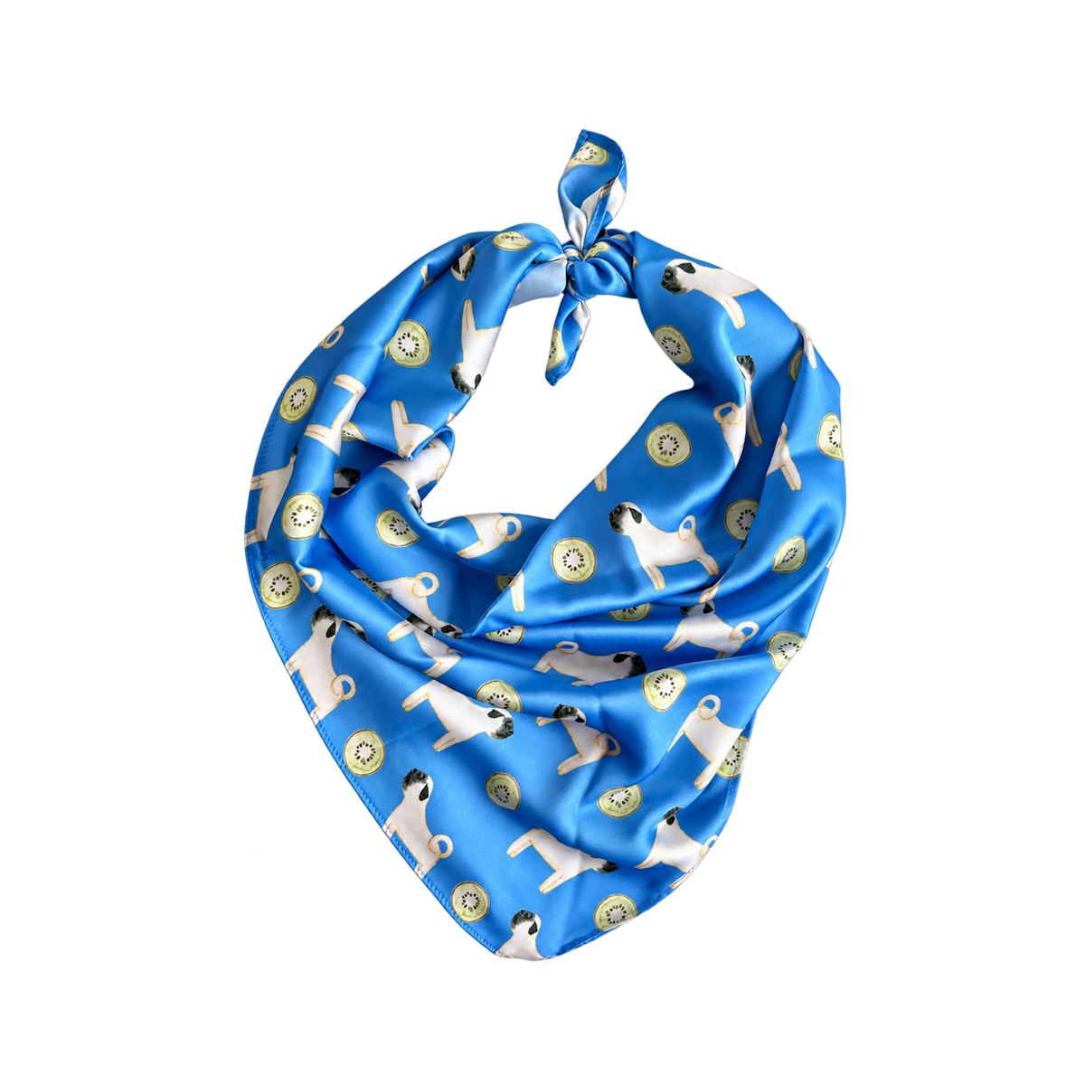 Pug Marina Blue Silk Scarf