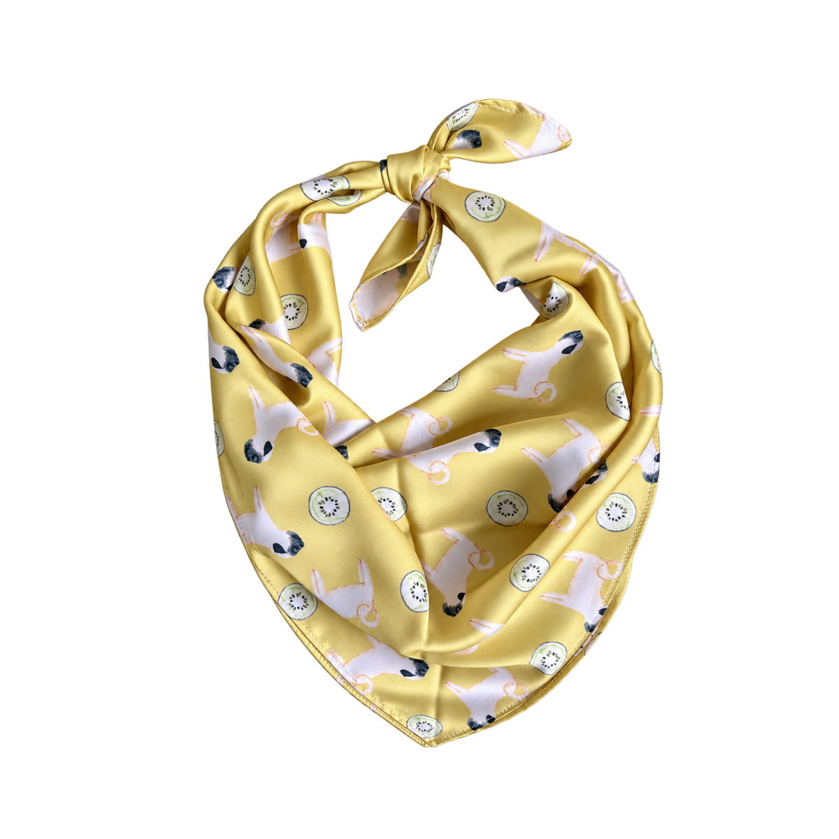 Pug Acacia Gold Silk Scarf