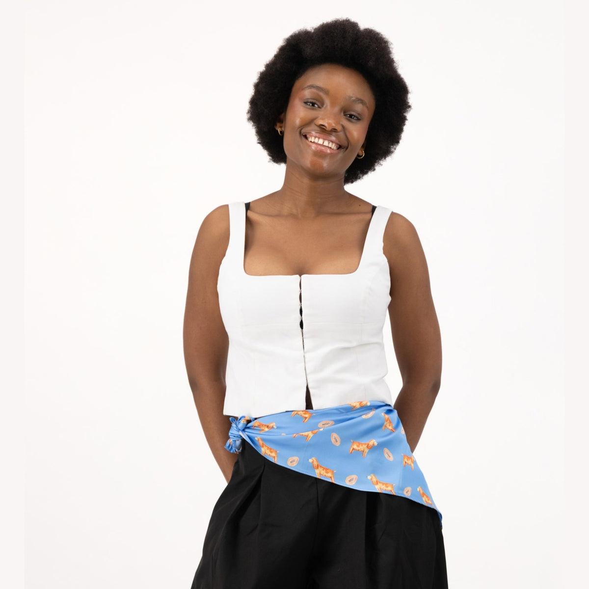 Spaniel Marina Blue Silk Scarf