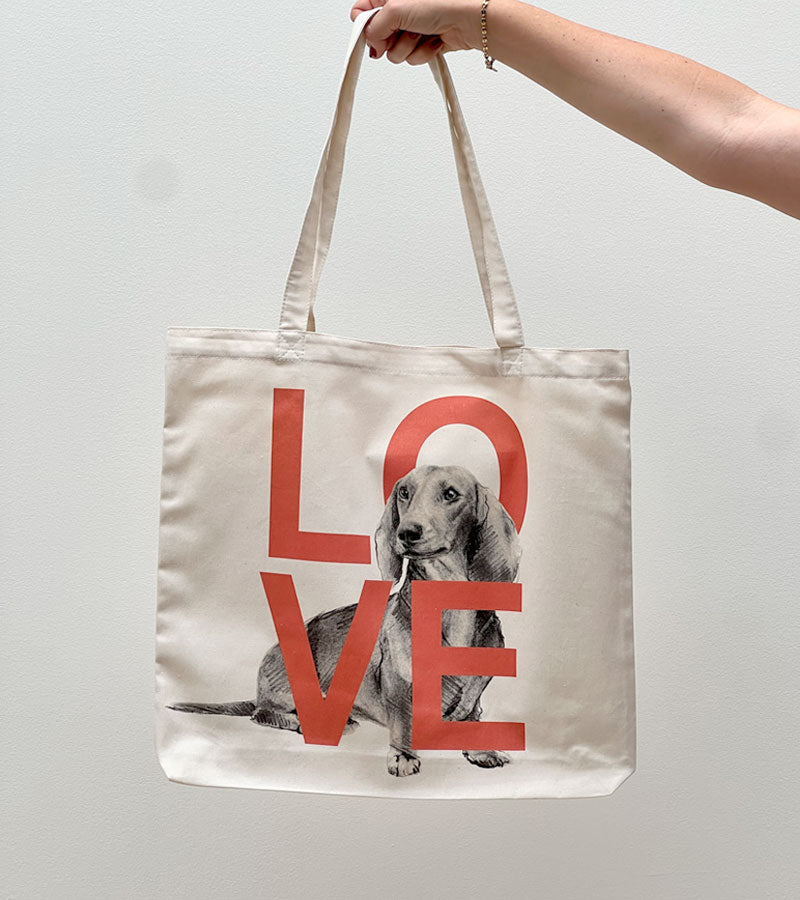 Dachshund Peach LOVE Tote Bag