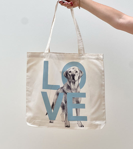 Labrador Blue LOVE Tote Bag