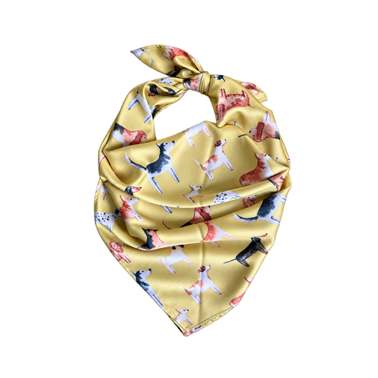 Lots of Dogs Acacia Gold Silk Scarf
