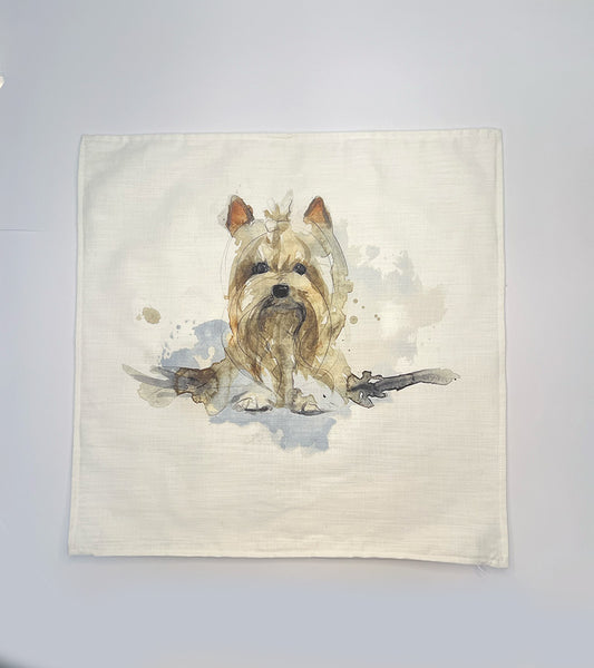 Yorkie dog drawing on cushion sleeve