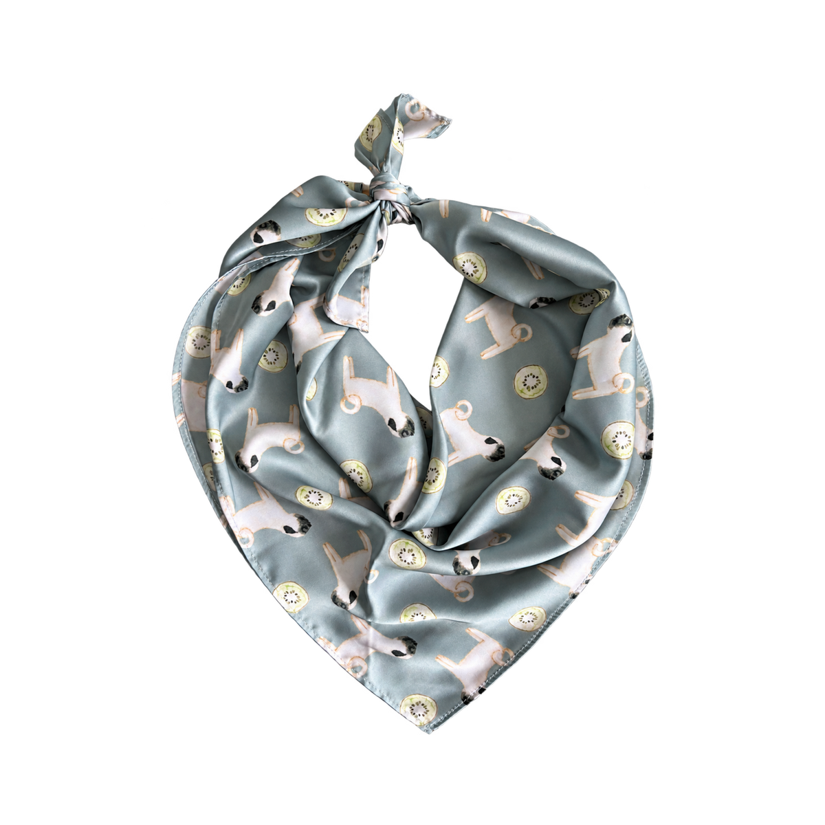 Pug Sage Green Silk Scarf
